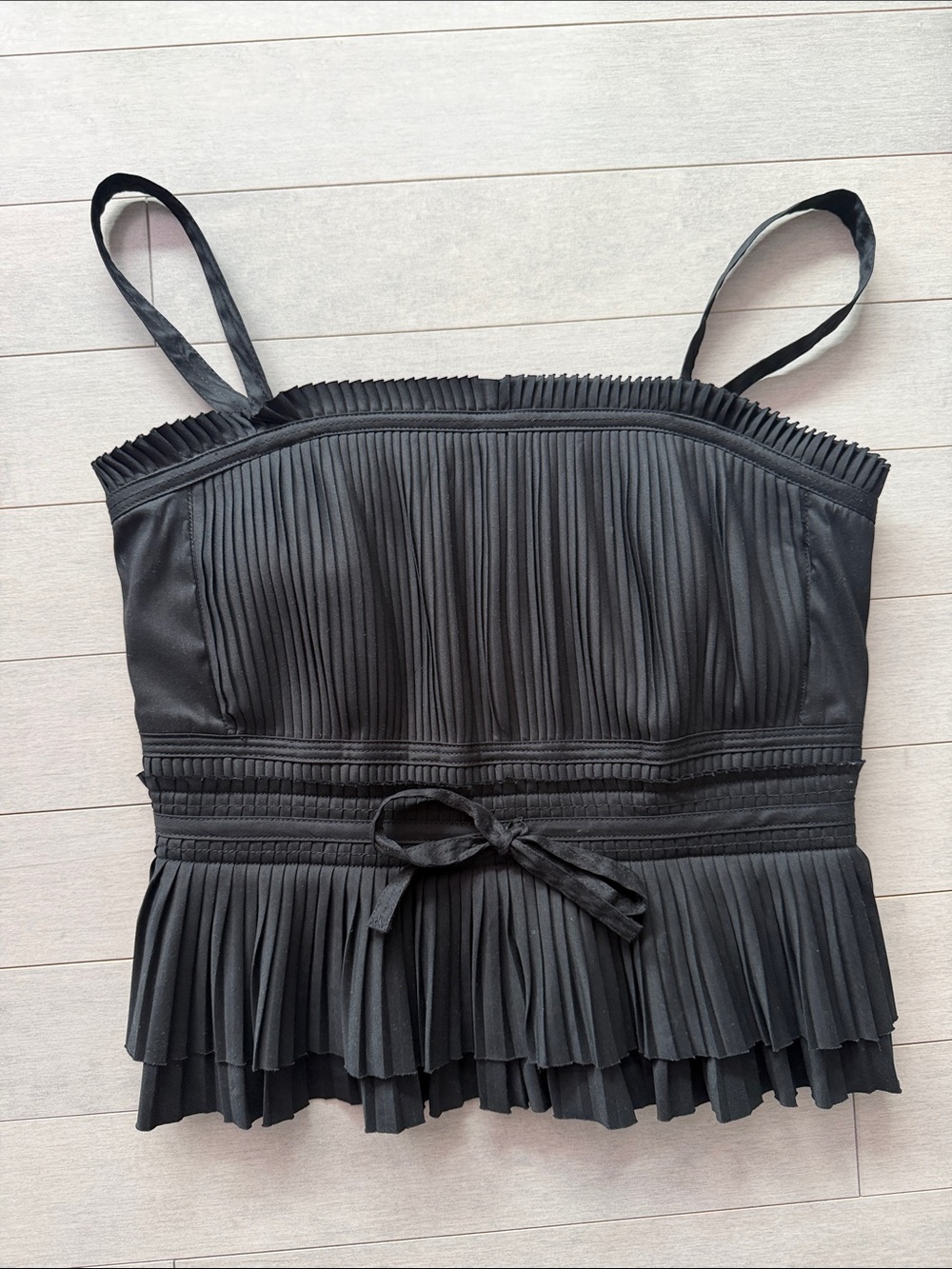 White House Black Market Black Pleated Spaghetti Strap Camisole